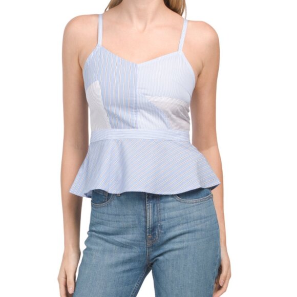 Current / Elliott NWT Women's Blue Ticking Stripe THE JULIENNE Crop Top, Medium - Picture 2 of 10